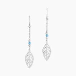 Boucles D'oreilles Pendantes Grethel Argent Blanc Turquoise