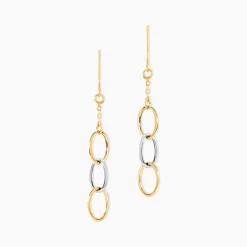 Boucles D'oreilles Pendantes Lucette Or Bicolore