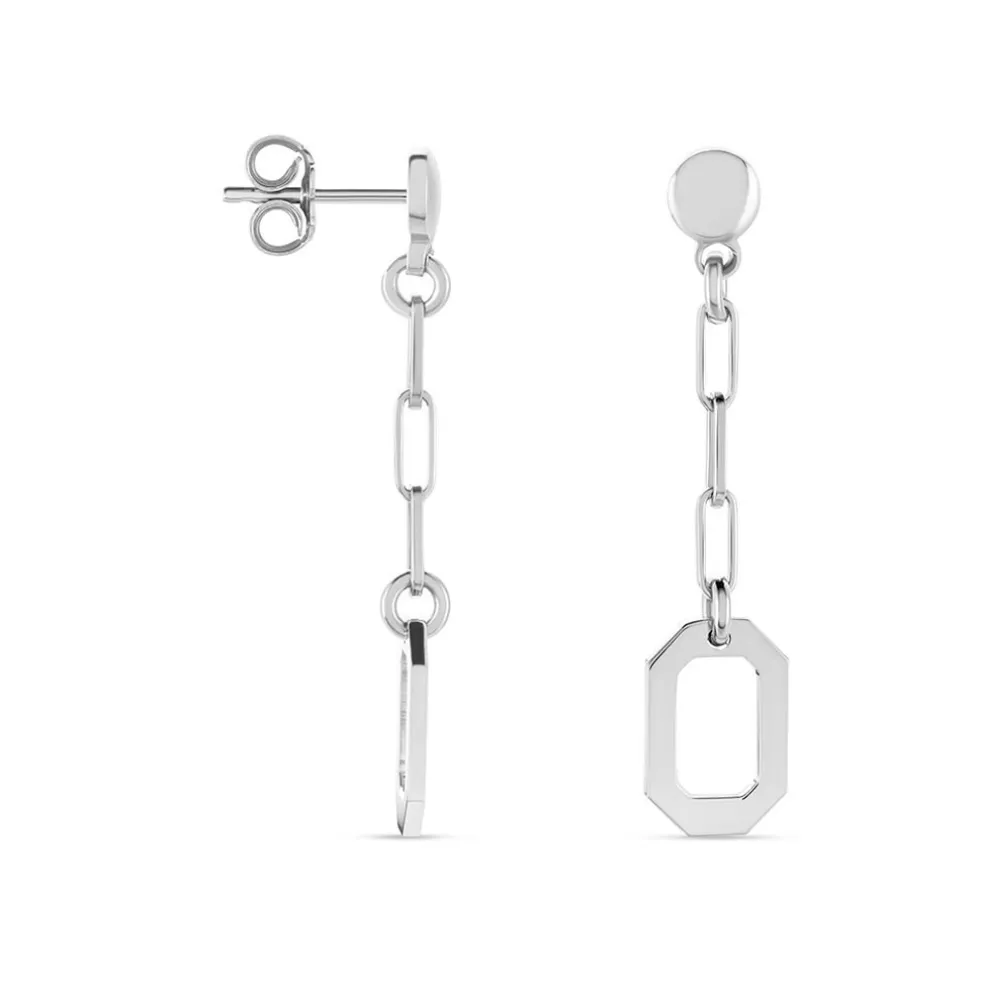 Boucles D'oreilles Pendantes Soho Argent Blanc