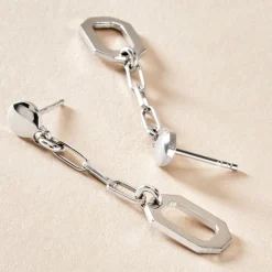Boucles D'oreilles Pendantes Soho Argent Blanc