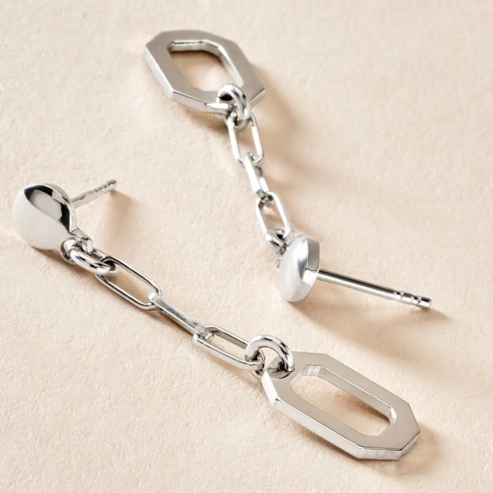 Boucles D'oreilles Pendantes Soho Argent Blanc