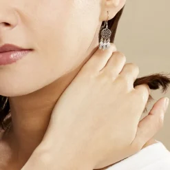 Boucles D'oreilles Pendantes Ida Argent Blanc