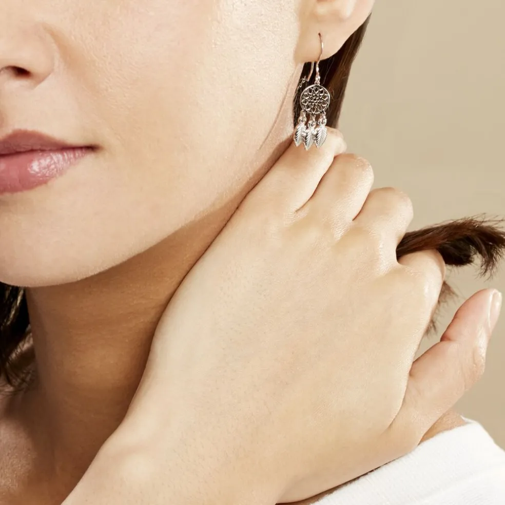 Boucles D'oreilles Pendantes Ida Argent Blanc