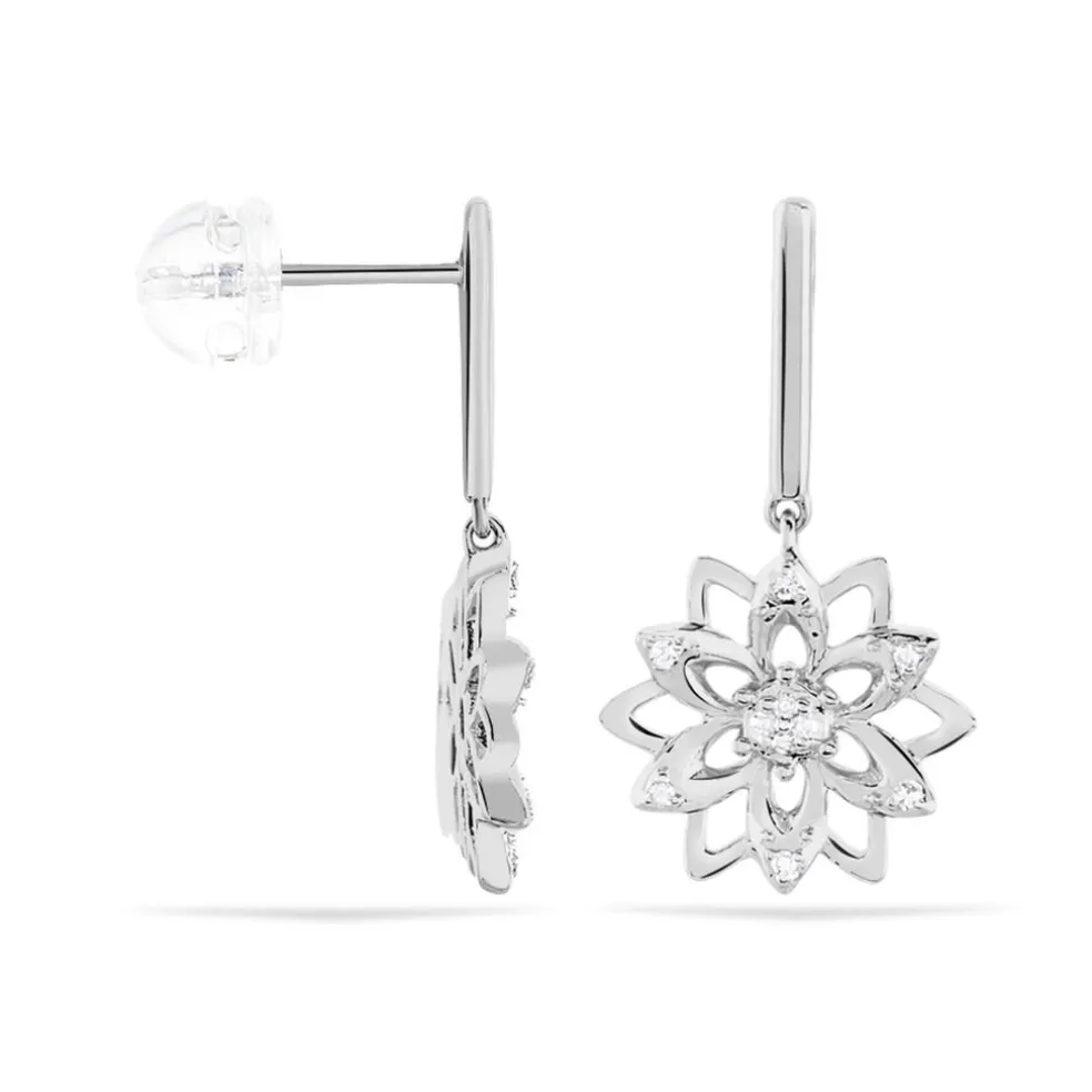 Boucles D'oreilles Pendantes Italane Or Blanc Diamant