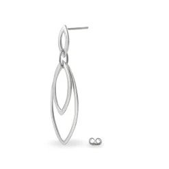 Boucles D'oreilles Pendantes Toupie Argent Blanc