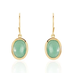 Boucles D'oreilles Pendantes Veina Plaqué Or Jaune Aventurine