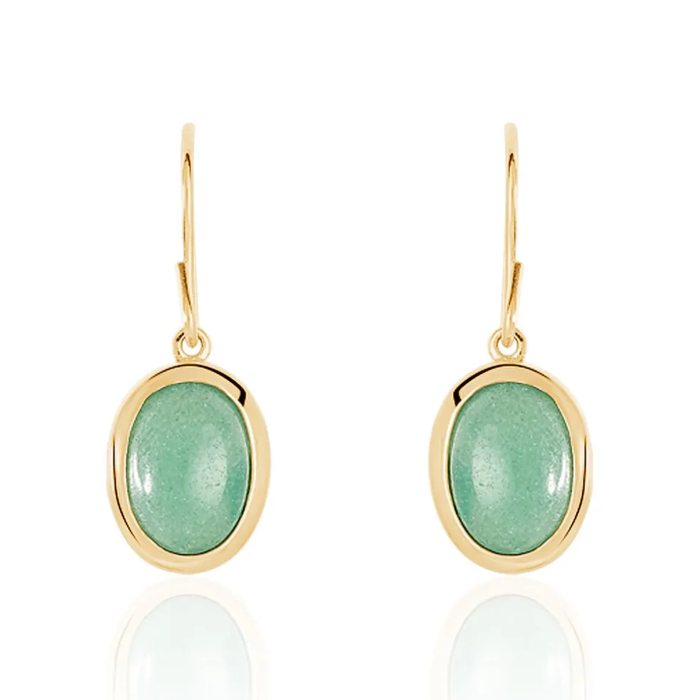 Boucles D'oreilles Pendantes Veina Plaqué Or Jaune Aventurine