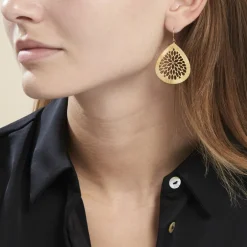 Boucles D'oreilles Pendantes Acier Doré Iwona