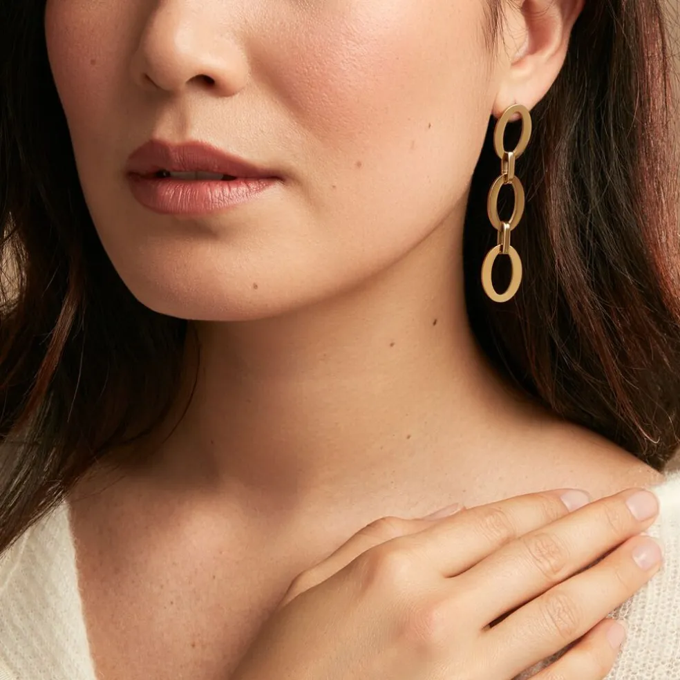 Boucles D'oreilles Pendantes Sprita Acier Doré