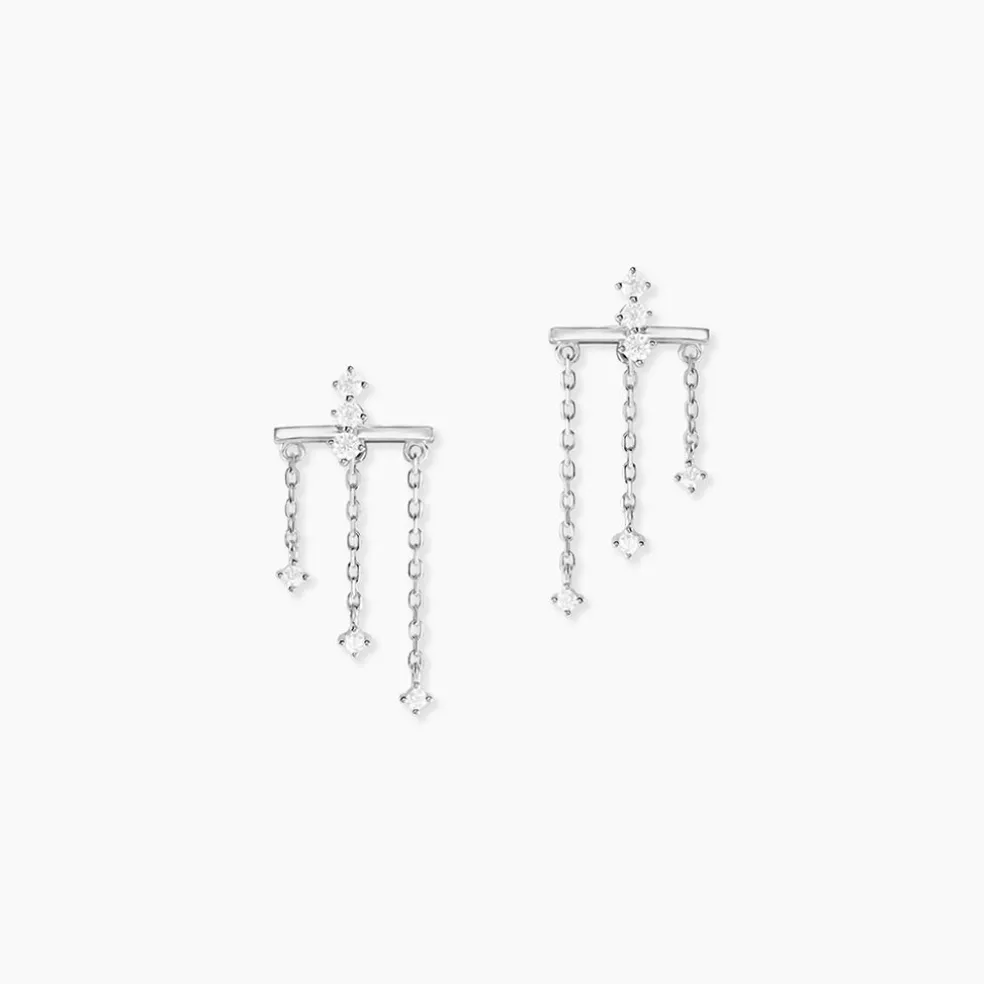 Boucles D'oreilles Pendantes Marsala Argent Blanc Oxyde De Zirconium