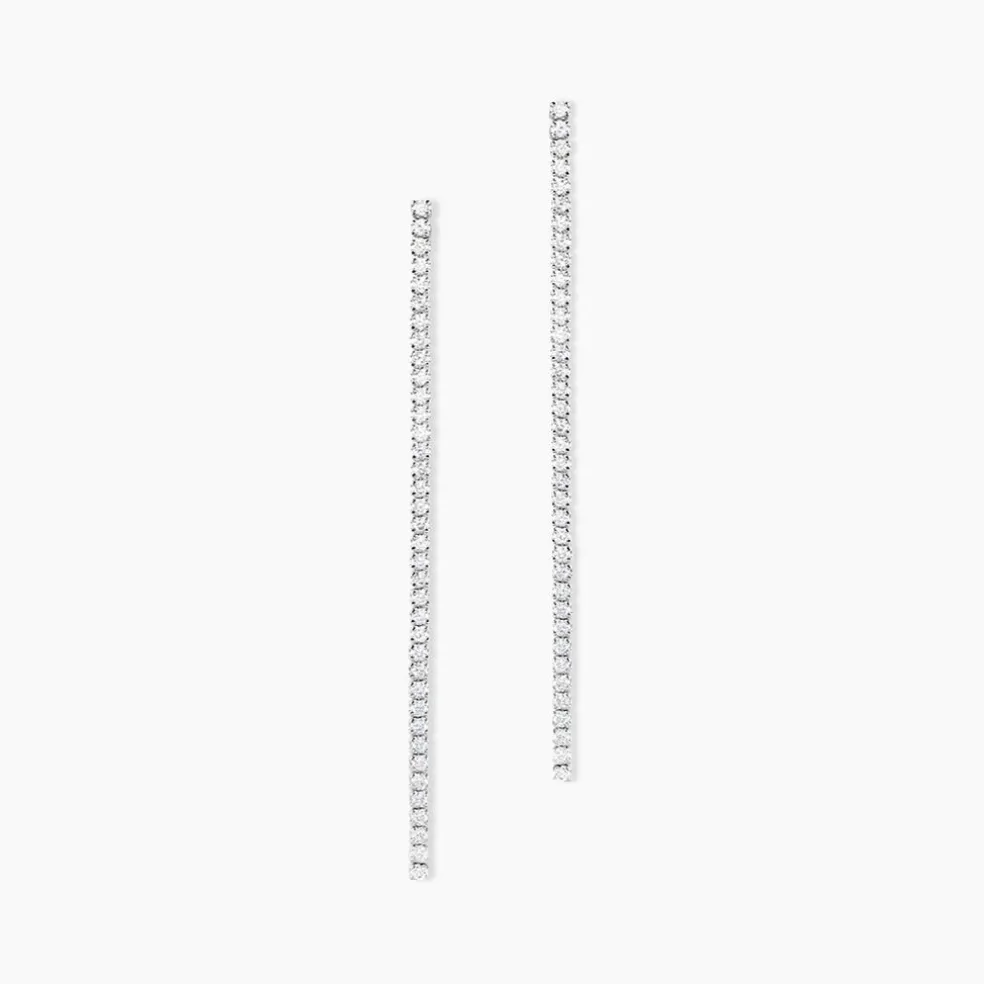Boucles D'oreilles Pendantes Lou-anne Argent Blanc Oxyde De Zirconium