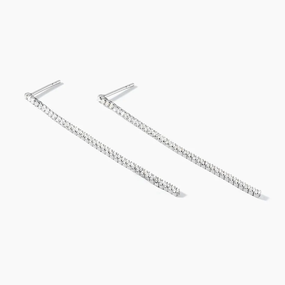 Boucles D'oreilles Pendantes Lou-anne Argent Blanc Oxyde De Zirconium