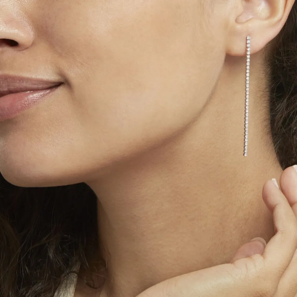 Boucles D'oreilles Pendantes Lou-anne Argent Blanc Oxyde De Zirconium