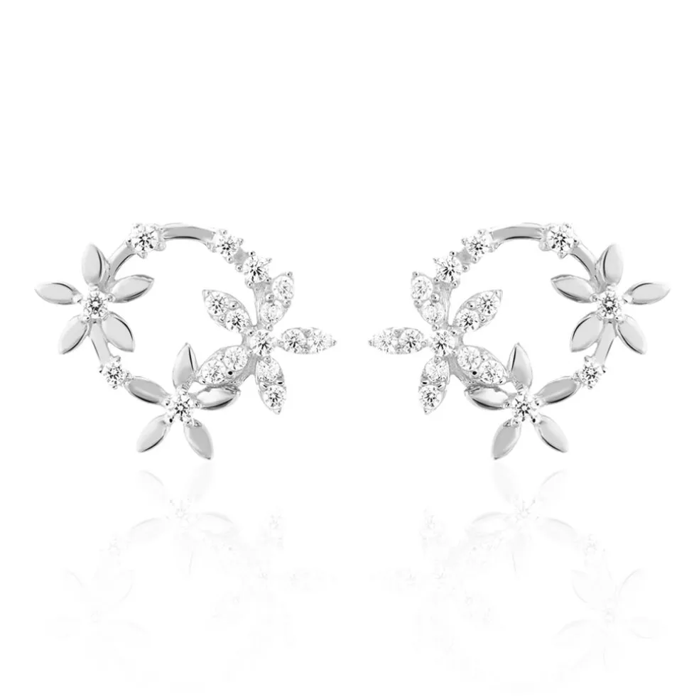 Boucles D'oreilles Pendantes Elinia Argent Blanc Oxyde De Zirconium