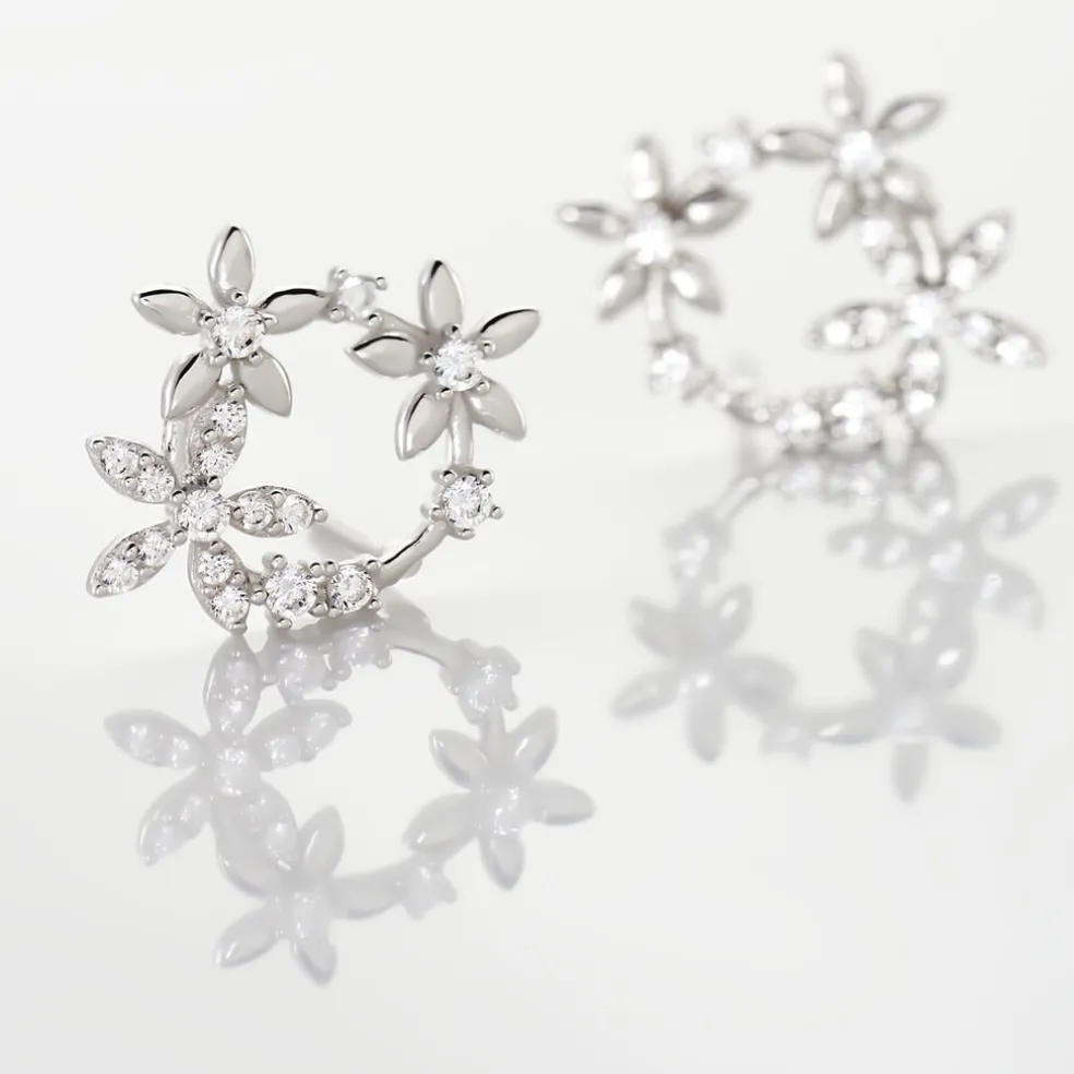 Boucles D'oreilles Pendantes Elinia Argent Blanc Oxyde De Zirconium