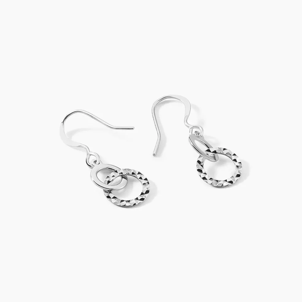 Boucles D'oreilles Pendantes Argent Blanc