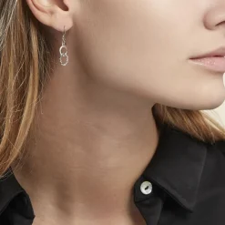Boucles D'oreilles Pendantes Argent Blanc