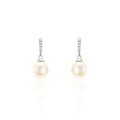 Boucles D'oreilles Pendantes Coria Argent  Perle De Culture Et Oxyde