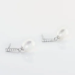 Boucles D'oreilles Pendantes Coria Argent  Perle De Culture Et Oxyde