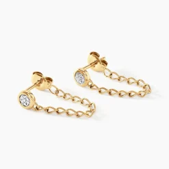 Boucles D'oreilles Pendantes Mahe Or Jaune Diamant