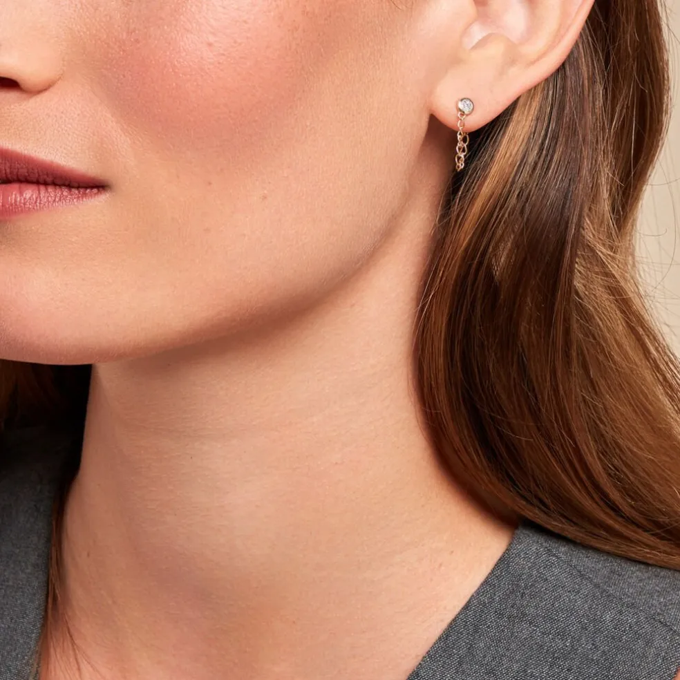 Boucles D'oreilles Pendantes Mahe Or Jaune Diamant