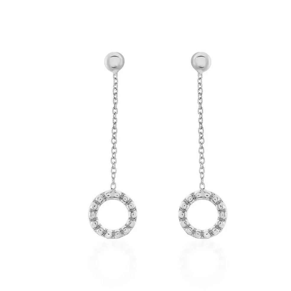 Boucles D'oreilles Pendantes Peytone Argent Blanc