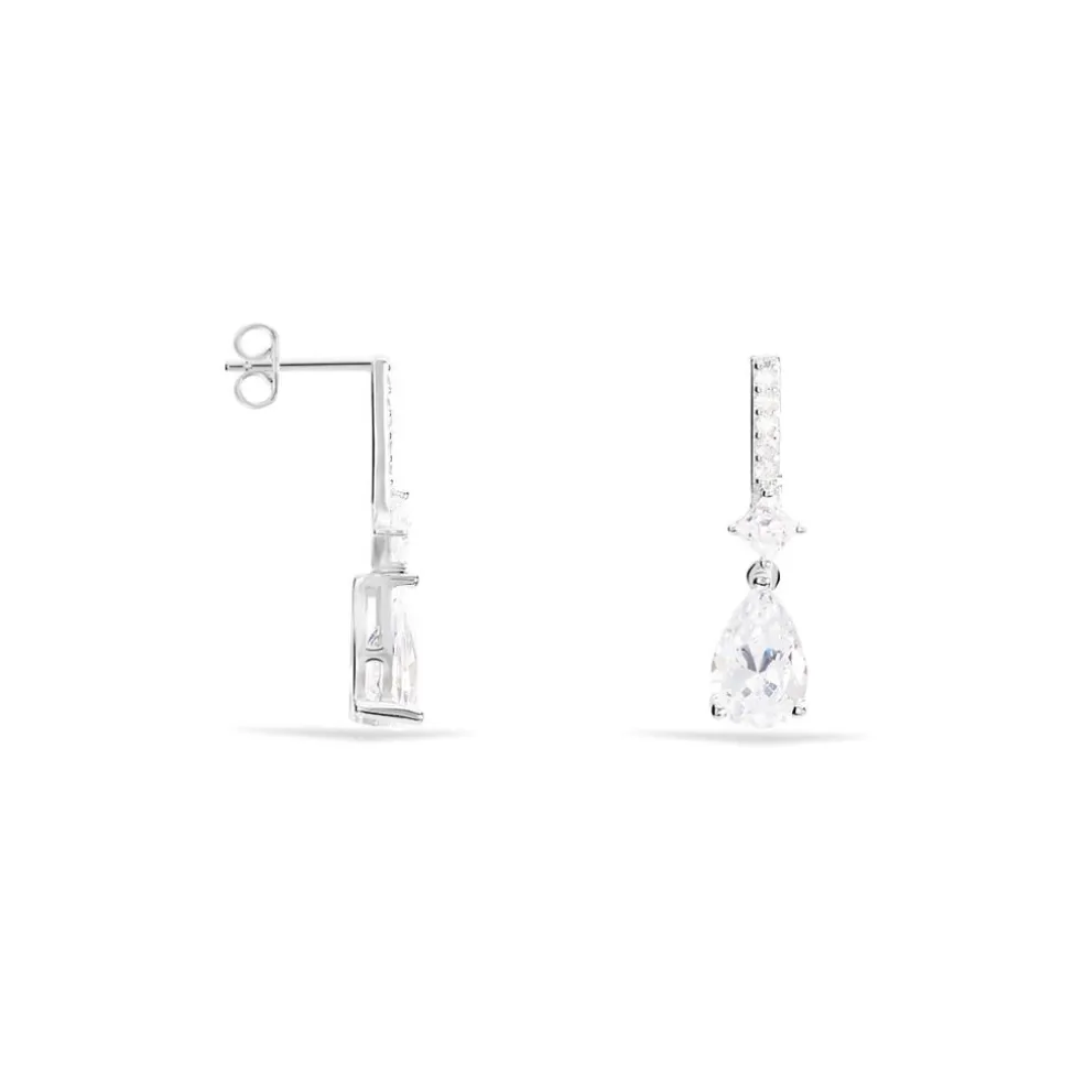 Boucles D'oreilles Pendantes Eowyn Argent Blanc Oxyde De Zirconium