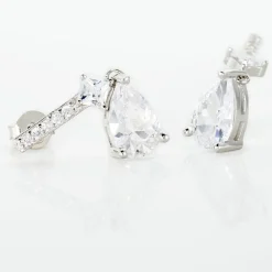 Boucles D'oreilles Pendantes Eowyn Argent Blanc Oxyde De Zirconium