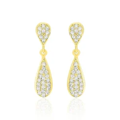 Boucles D'oreilles Pendantes Reiko Or Jaune Oxyde De Zirconium