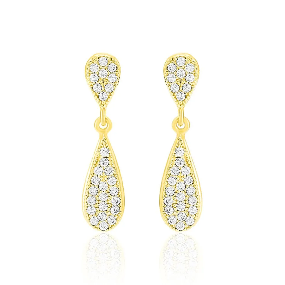 Boucles D'oreilles Pendantes Reiko Or Jaune Oxyde De Zirconium