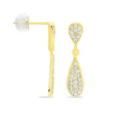 Boucles D'oreilles Pendantes Reiko Or Jaune Oxyde De Zirconium