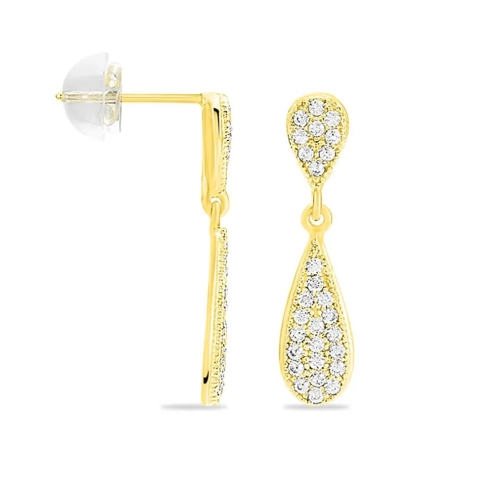 Boucles D'oreilles Pendantes Reiko Or Jaune Oxyde De Zirconium
