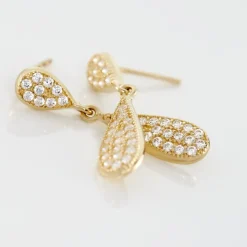 Boucles D'oreilles Pendantes Reiko Or Jaune Oxyde De Zirconium