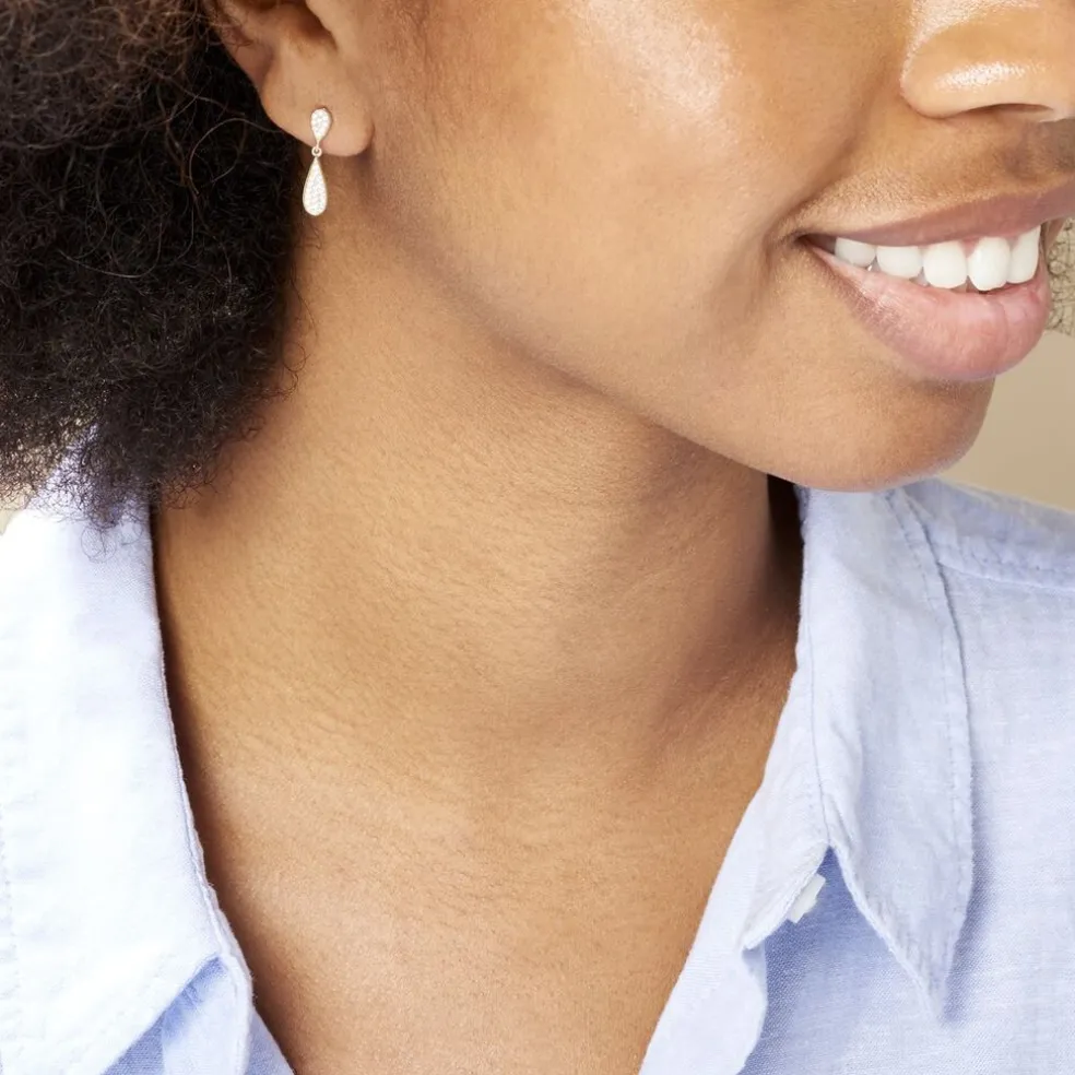 Boucles D'oreilles Pendantes Reiko Or Jaune Oxyde De Zirconium