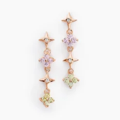 Boucles D'oreilles Pendantes Nimbe Argent Rose Oxyde De Zirconium