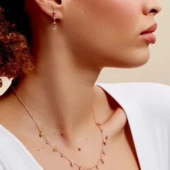 Boucles D'oreilles Pendantes Nimbe Argent Rose Oxyde De Zirconium