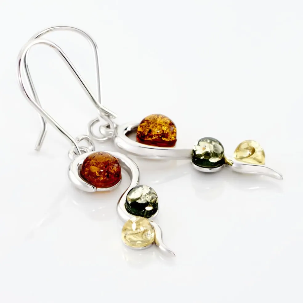 Boucles D'oreilles Pendantes Murriel Argent Blanc Ambre