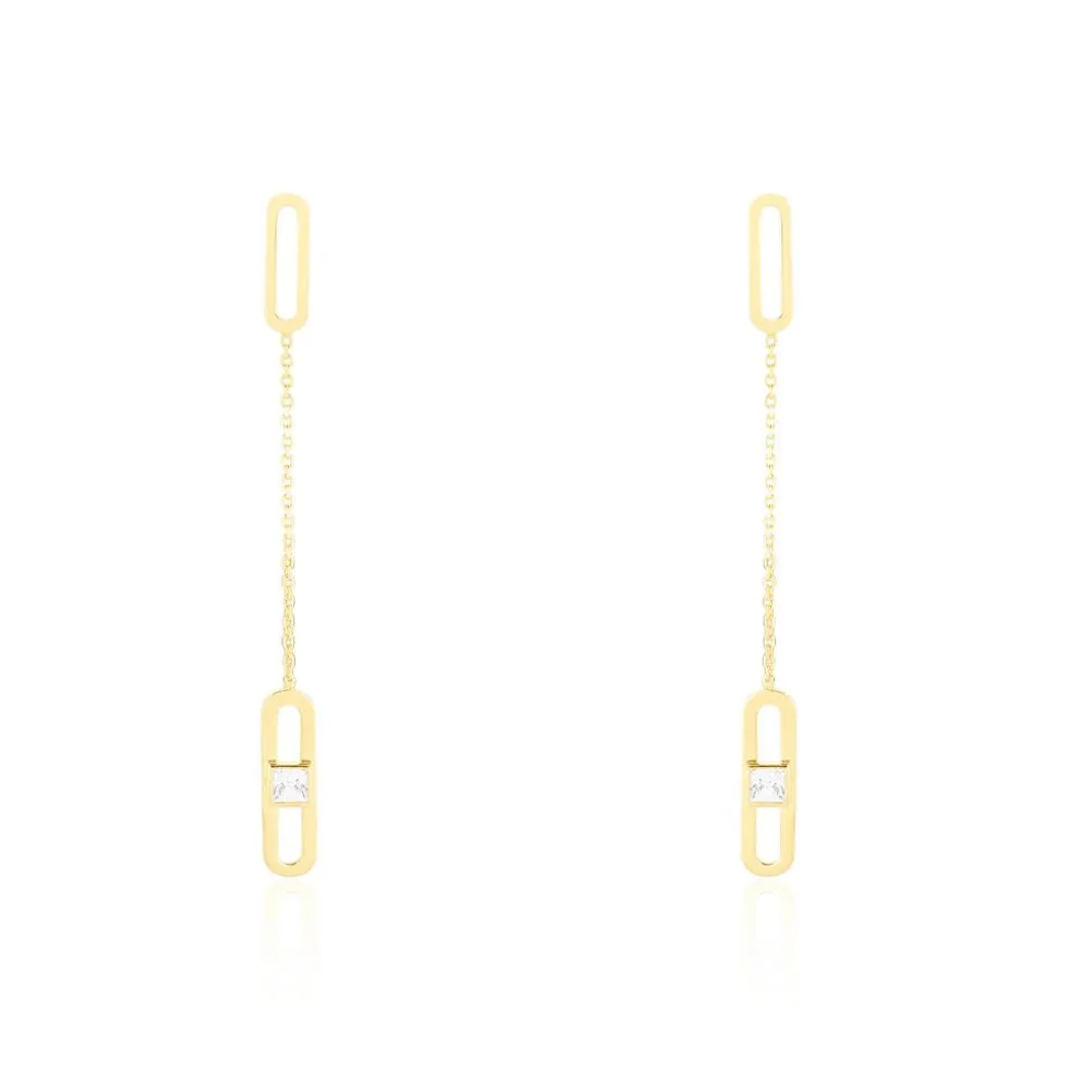 Boucles D'oreilles Pendantes Minimalist Chic Or Jaune Oxyde