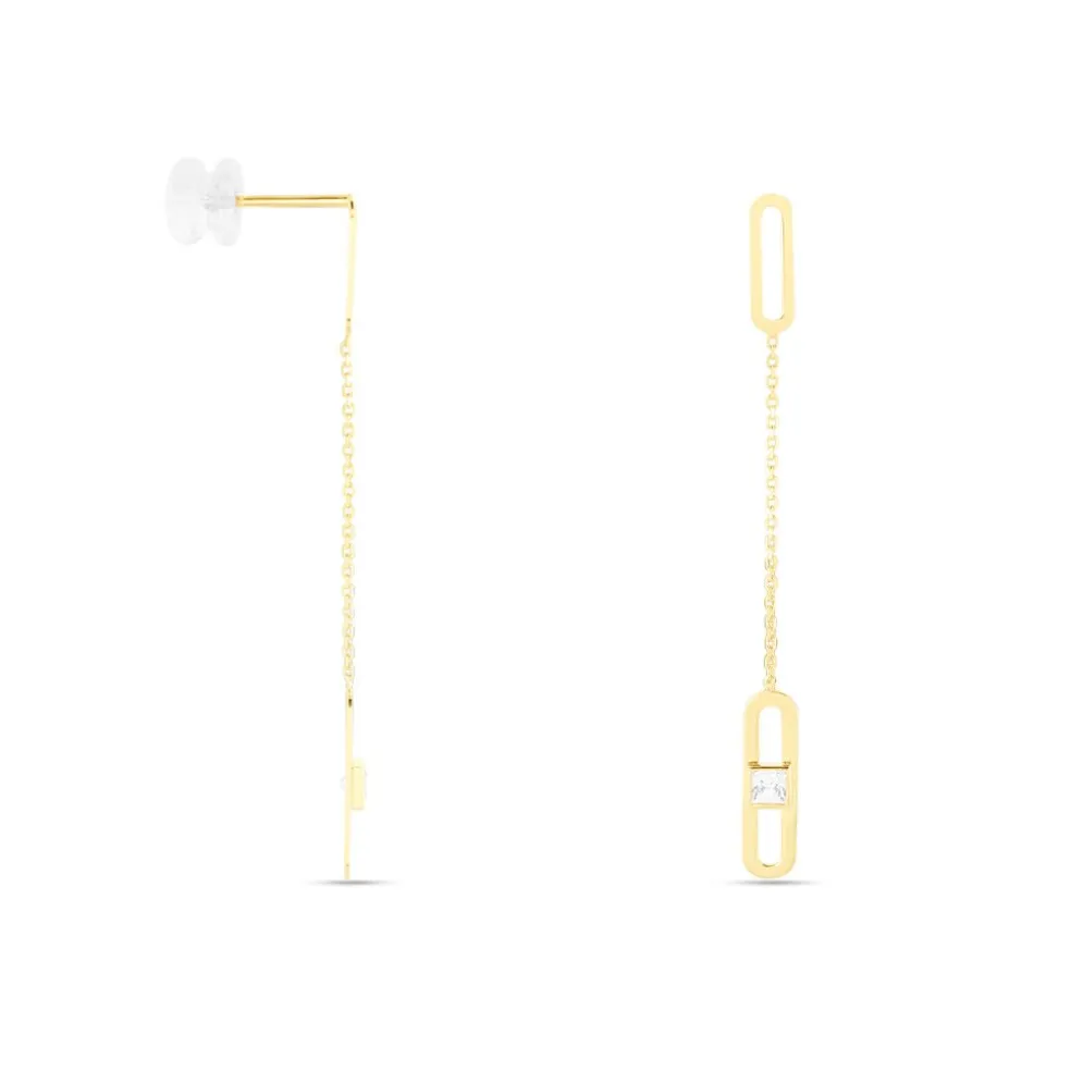 Boucles D'oreilles Pendantes Minimalist Chic Or Jaune Oxyde