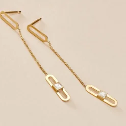 Boucles D'oreilles Pendantes Minimalist Chic Or Jaune Oxyde