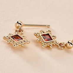 Boucles D'oreilles Pendantes Bobbie Plaqué Or Jaune Oxyde De Zirconium