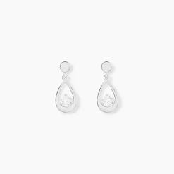 Boucles D'oreilles Pendantes Phaenna Or Blanc Oxyde De Zirconium