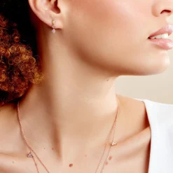 Boucles D'oreilles Pendantes Nimbe Argent Rose Oxyde De Zirconium