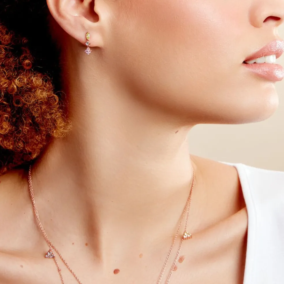 Boucles D'oreilles Pendantes Nimbe Argent Rose Oxyde De Zirconium