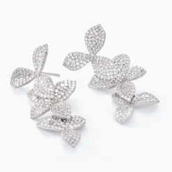 Boucles D'oreilles Pendantes Radiant Bloom Argent Blanc Oxyde