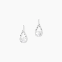 Boucles D'oreilles Pendantes Paloma Argent Blanc Oxyde De Zirconium