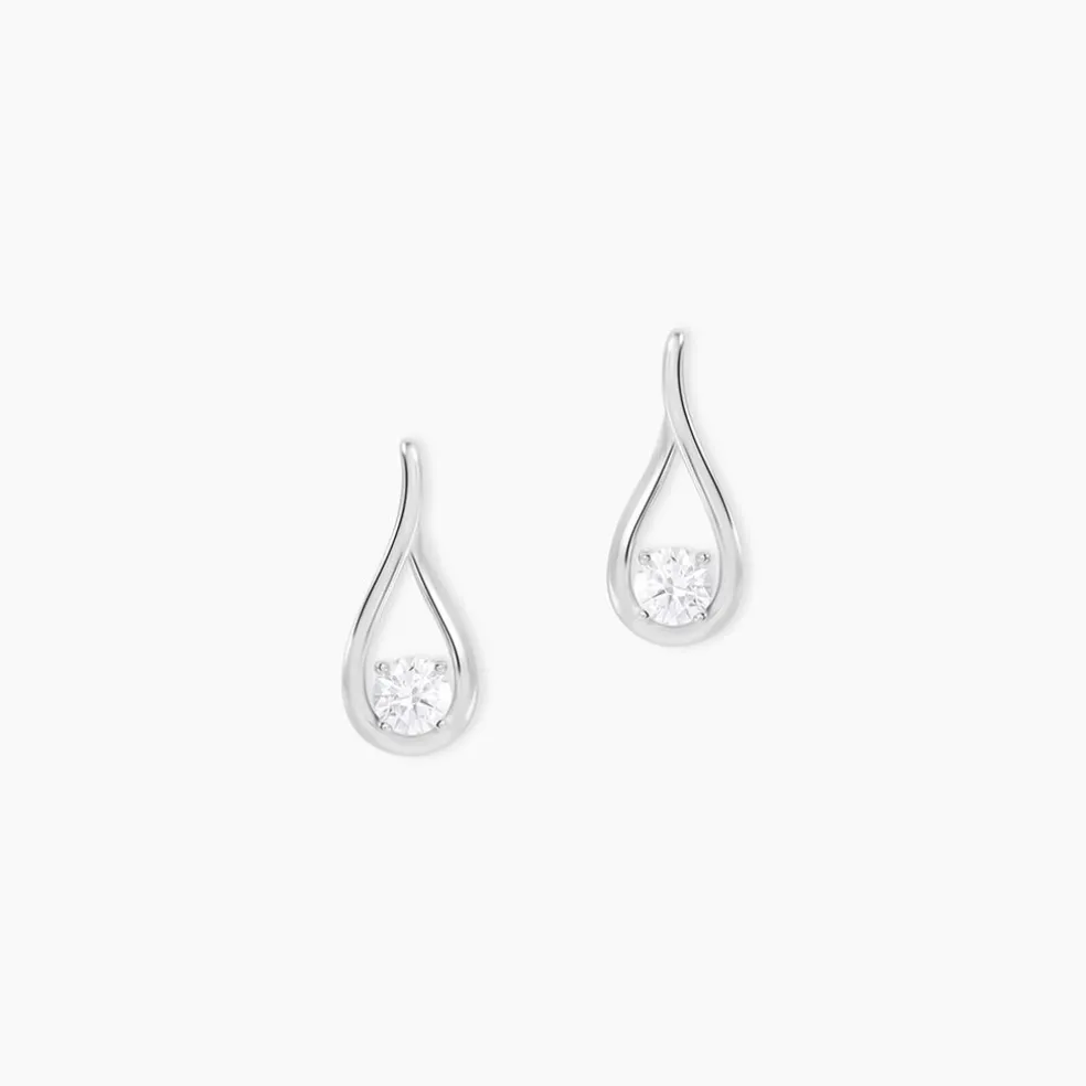 Boucles D'oreilles Pendantes Paloma Argent Blanc Oxyde De Zirconium
