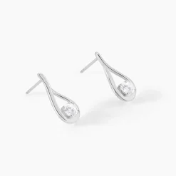 Boucles D'oreilles Pendantes Paloma Argent Blanc Oxyde De Zirconium