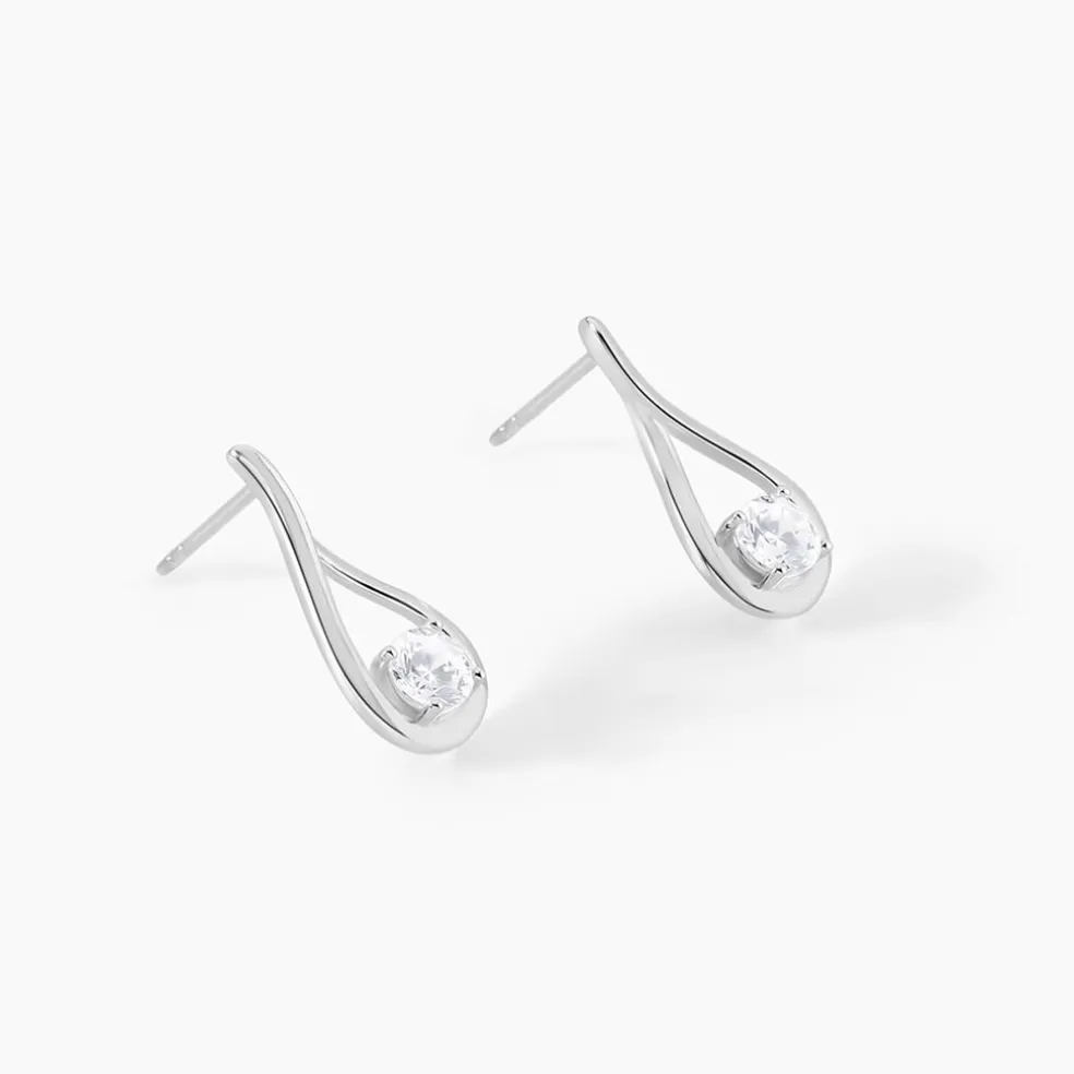 Boucles D'oreilles Pendantes Paloma Argent Blanc Oxyde De Zirconium