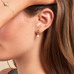 Boucles D'oreilles Pendantes Audley Or Jaune Perle De Culture